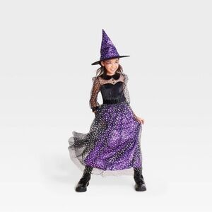 Light Up Starlight WitchHalloween Costume,Glittery Tulle, Celestial,Includes Hat